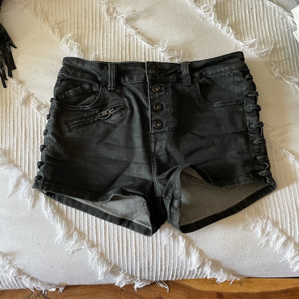 Free people coated denim shorts